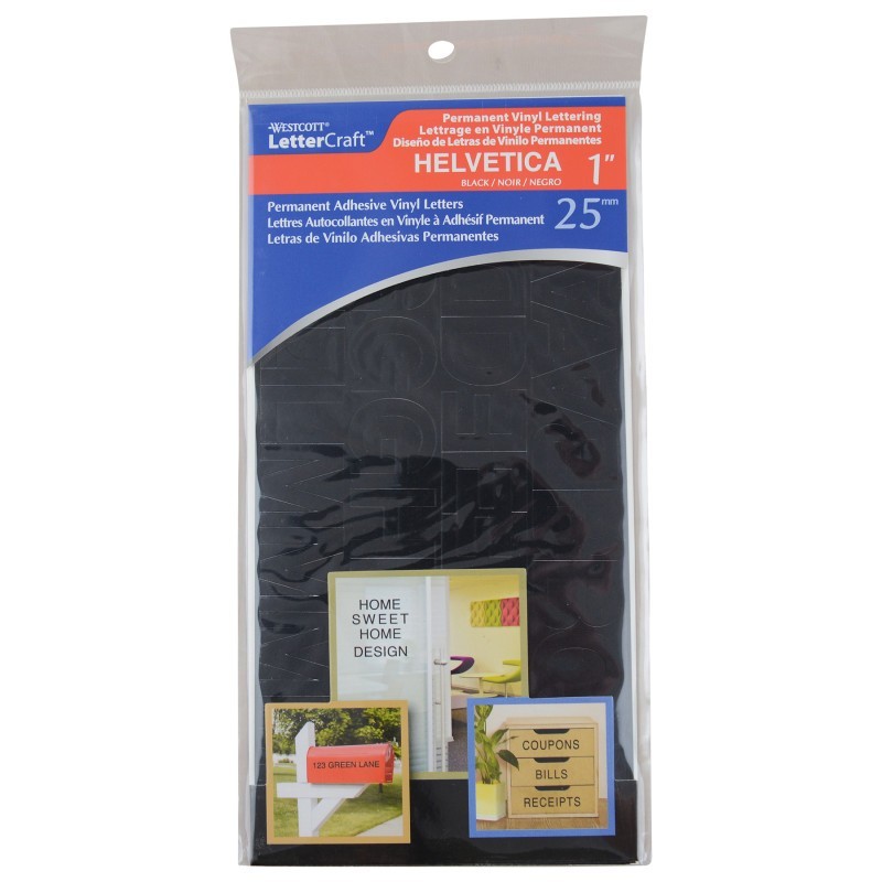 Westcott® LetterCraft Permanent Vinyl Lettering, Helvetica, 1-Inch, Black
