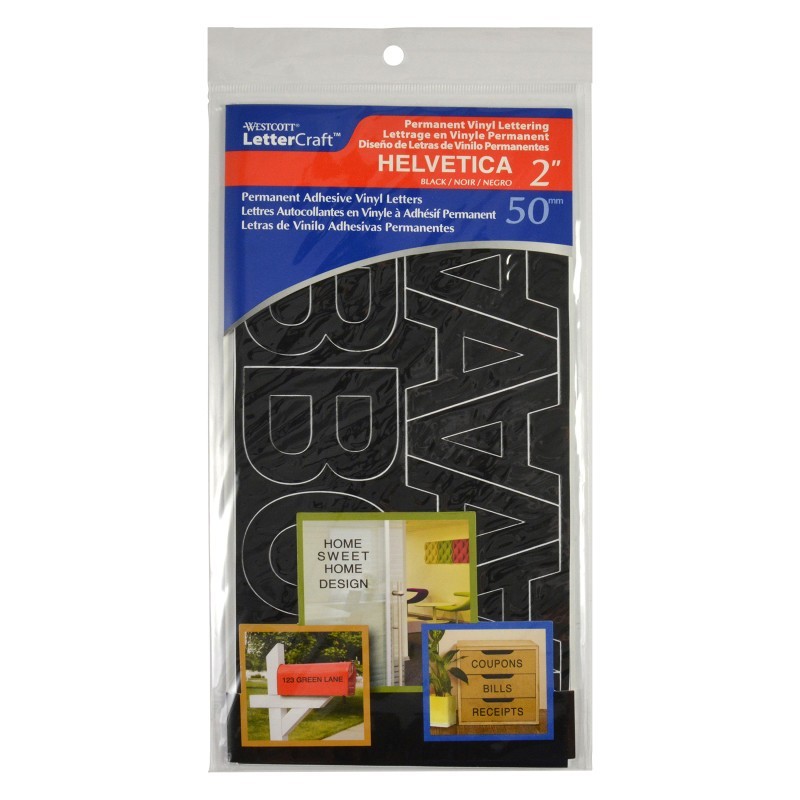 Westcott® LetterCraft Permanent Vinyl Lettering, Helvetica, 2-Inch, Black