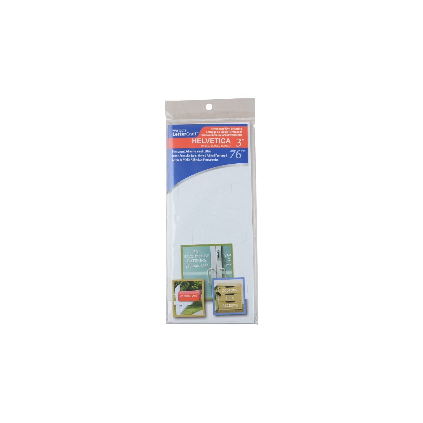 Westcott® LetterCraft Permanent Vinyl Lettering, Helvetica, 3-Inch, White