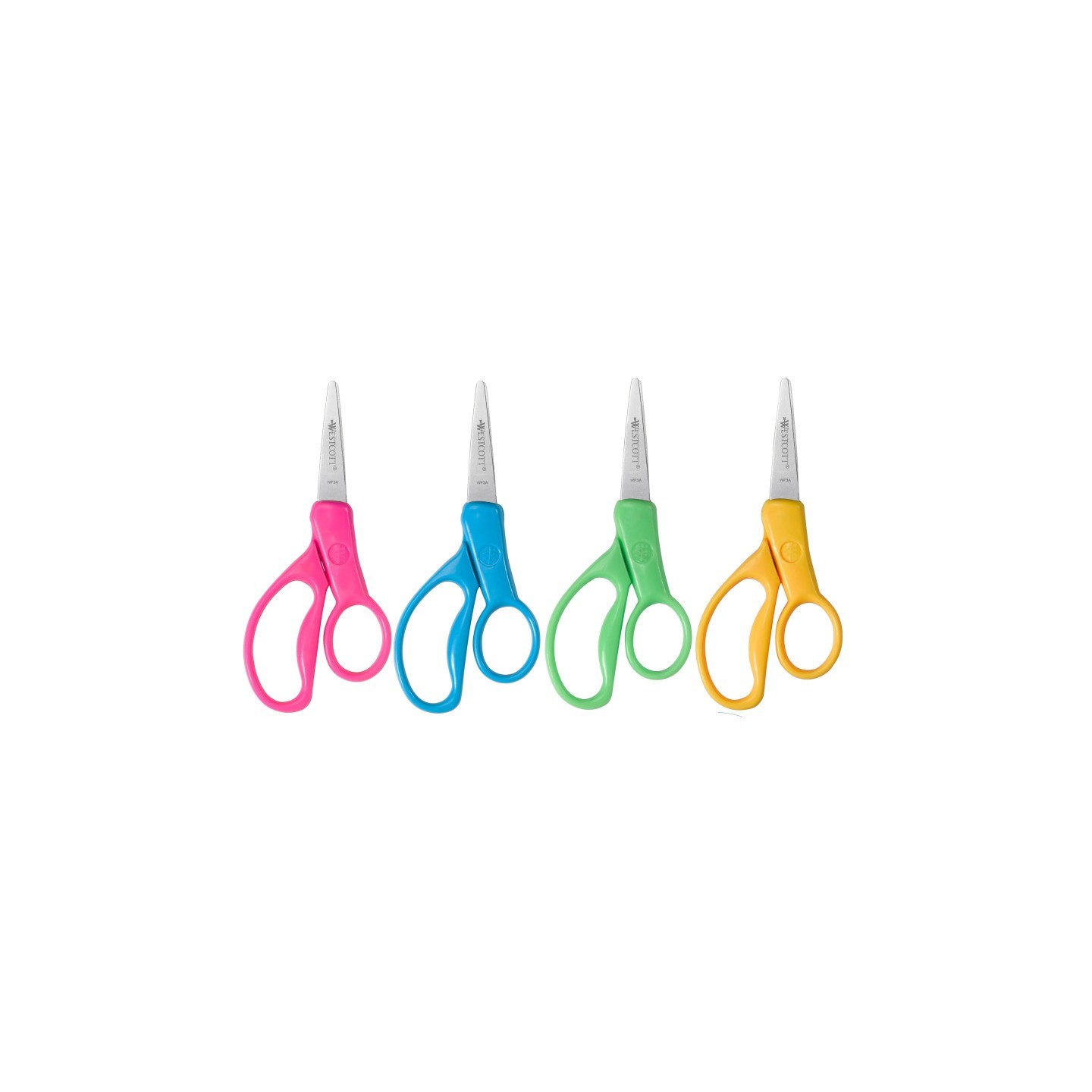 Westcott® 5" Hard Handle Kids Scissors, Pointed, Assorted Colors, Pack of 30