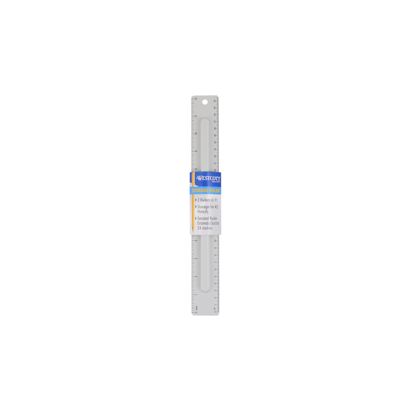 Westcott® 2-Piece 12" Ruler with Pencil Storage