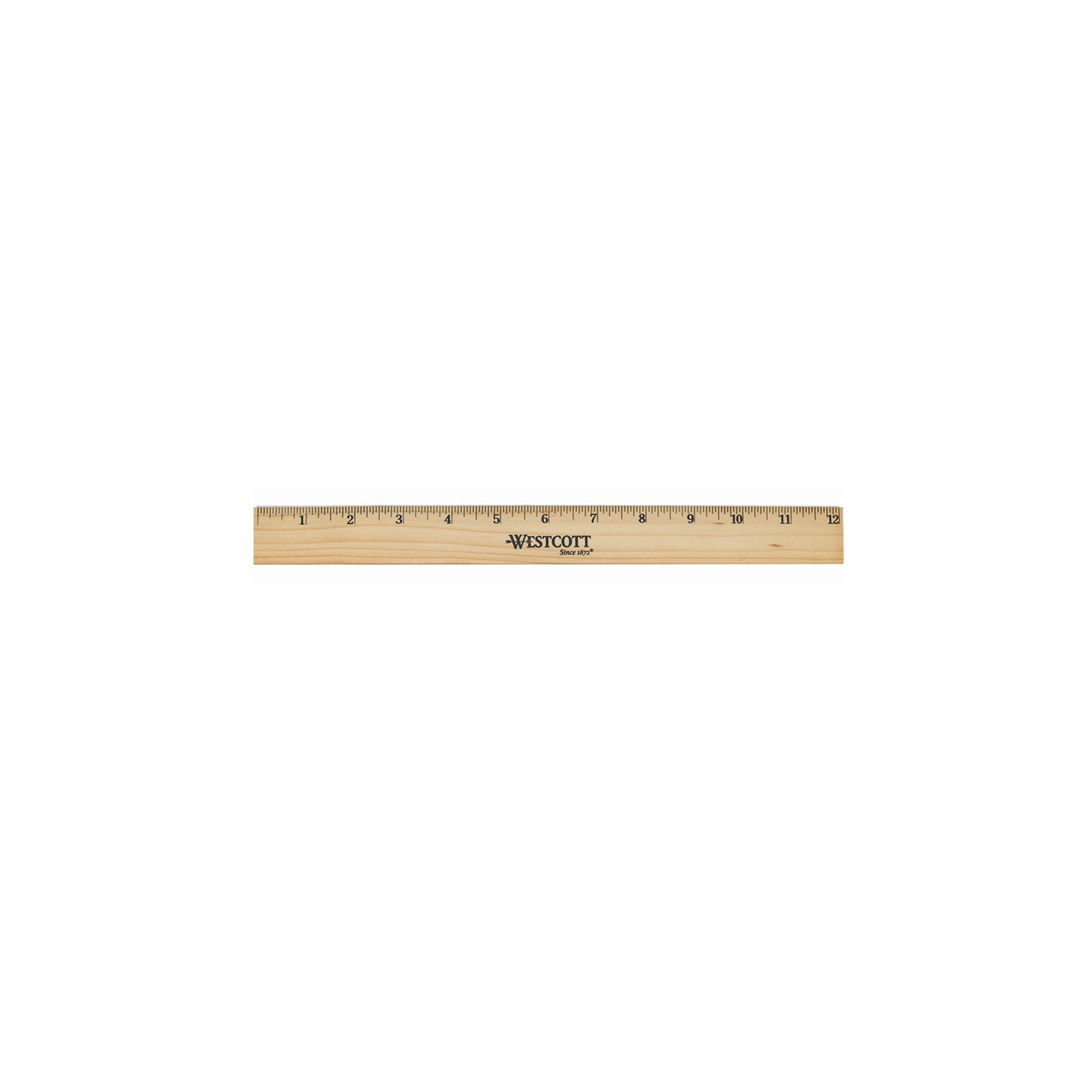Westcott® Beveled Wood Ruler, Standard, 12 in Long, Natural Hardwood, Set of 12