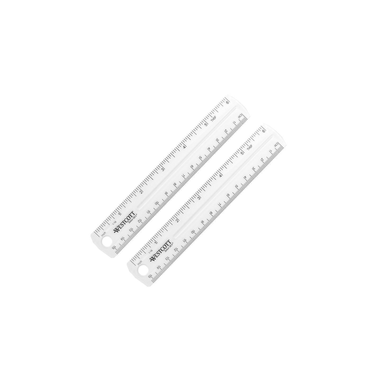 Westcott® Clear Flexible Acrylic Ruler, Standard/Metric, 6 in (15 Cm) Long, Clear, 12 Per Pack, 2 Packs