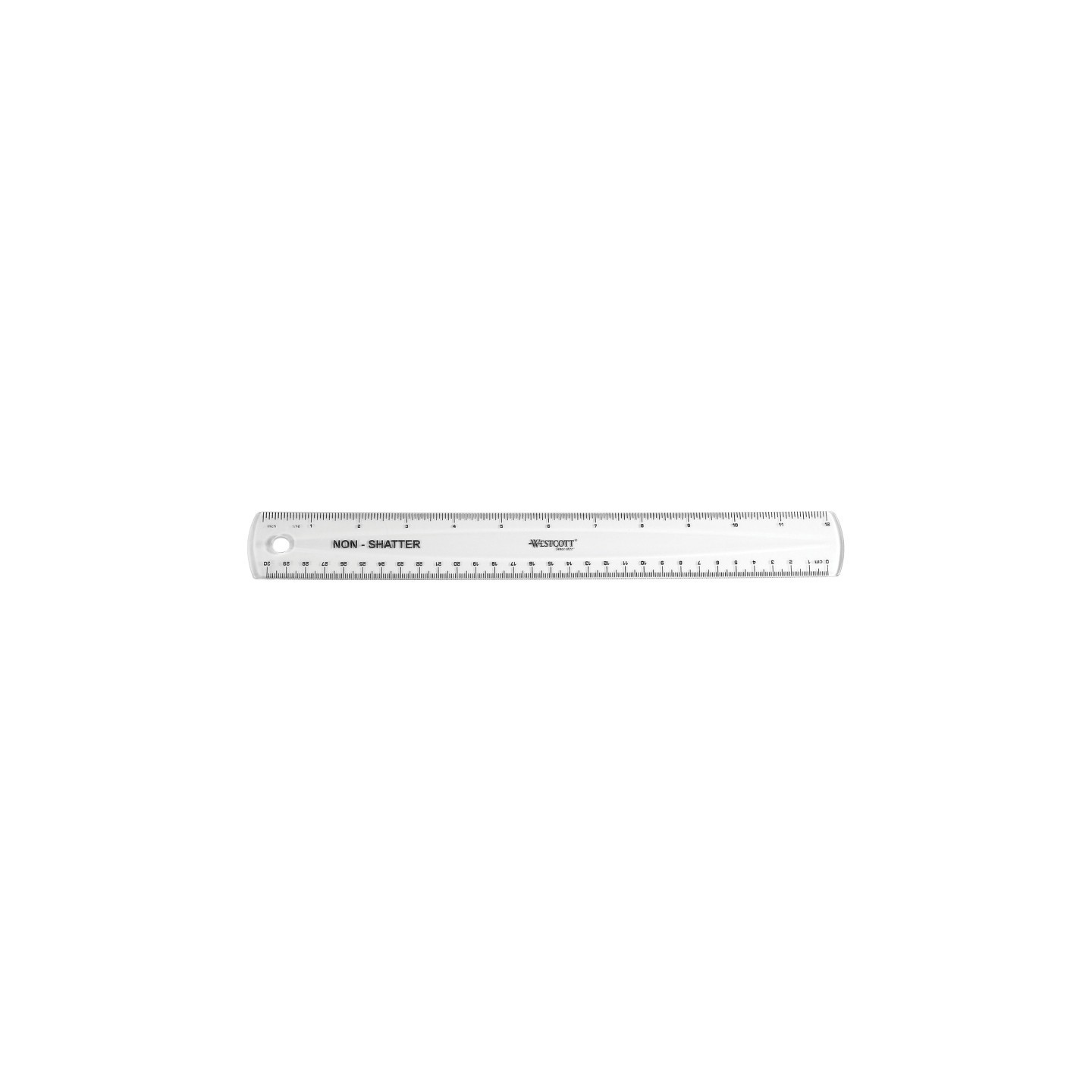Westcott® Non-Shatter Flexible Ruler, Standard/Metric, 12 in (30 Cm) Long, Plastic, Clear, 12 Per Pack