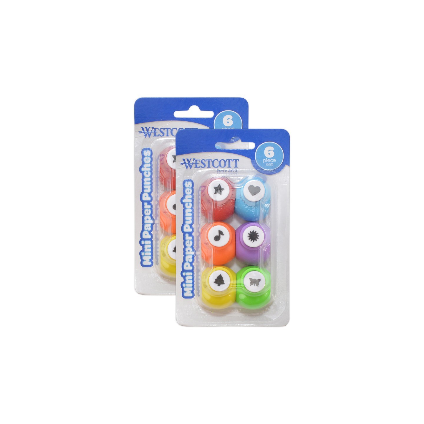 Westcott® Mini Paper Punches, 6 Per Set, 2 Sets