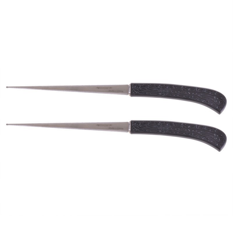 Westcott® Letter Opener with Stainless Steel Serrated Blade and Plastic Handle, Black, 8 in, Set of 2