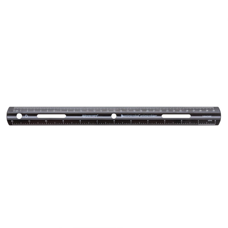 Westcott® Recycled Plastic Ruler, Standard/Metric, 12 in, Black