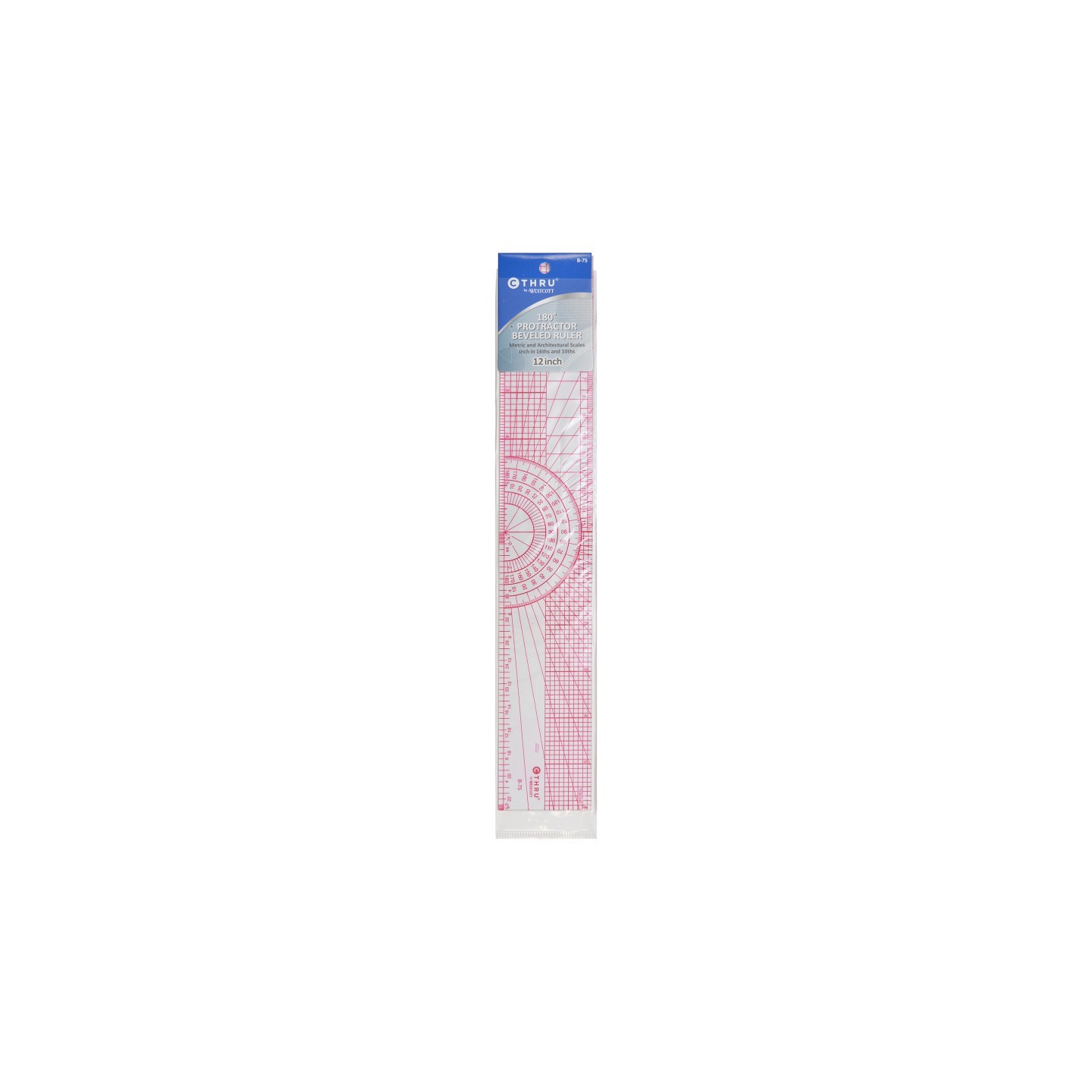 Westcott® Beveled Protractor Ruler, 12", Transparent
