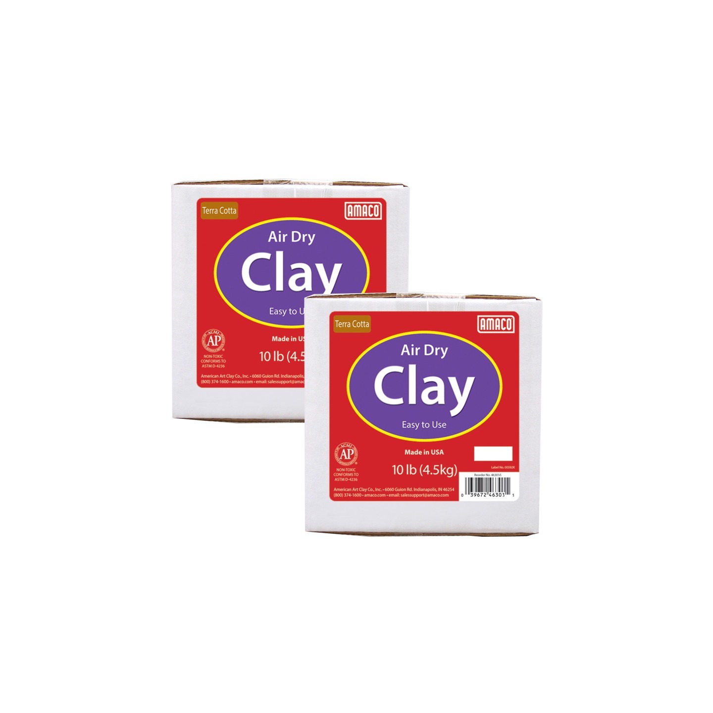 AMACO Air Dry Clay, Terra Cotta, 10 lbs. Per Box, 2 Boxes