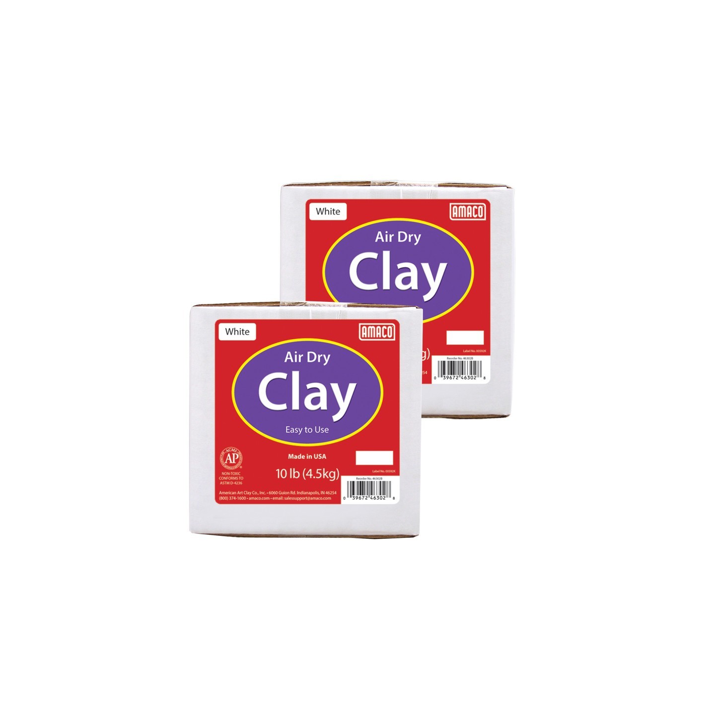 AMACO Air Dry Clay, White, 10 lbs. Per Box, 2 Boxes