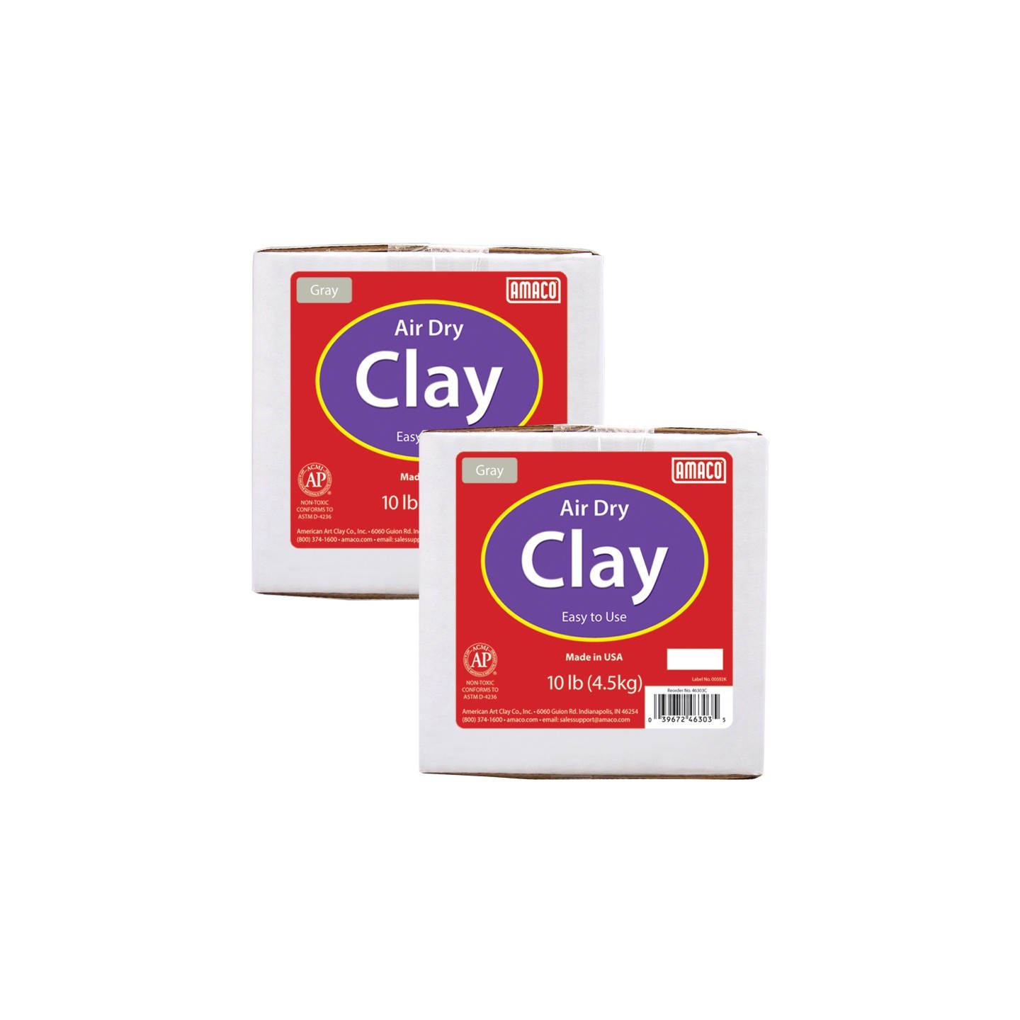 AMACO Air Dry Clay, Gray, 10 lbs. Per Box, 2 Boxes