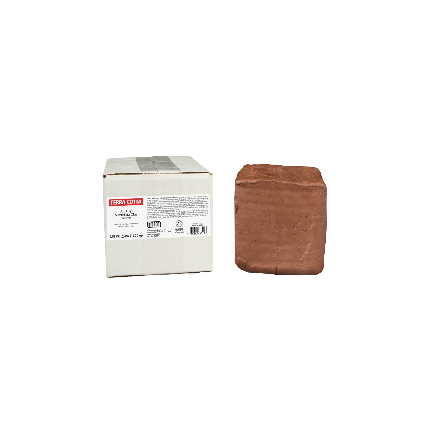 AMACO Air Dry Clay, Terra Cotta, 25 lbs.