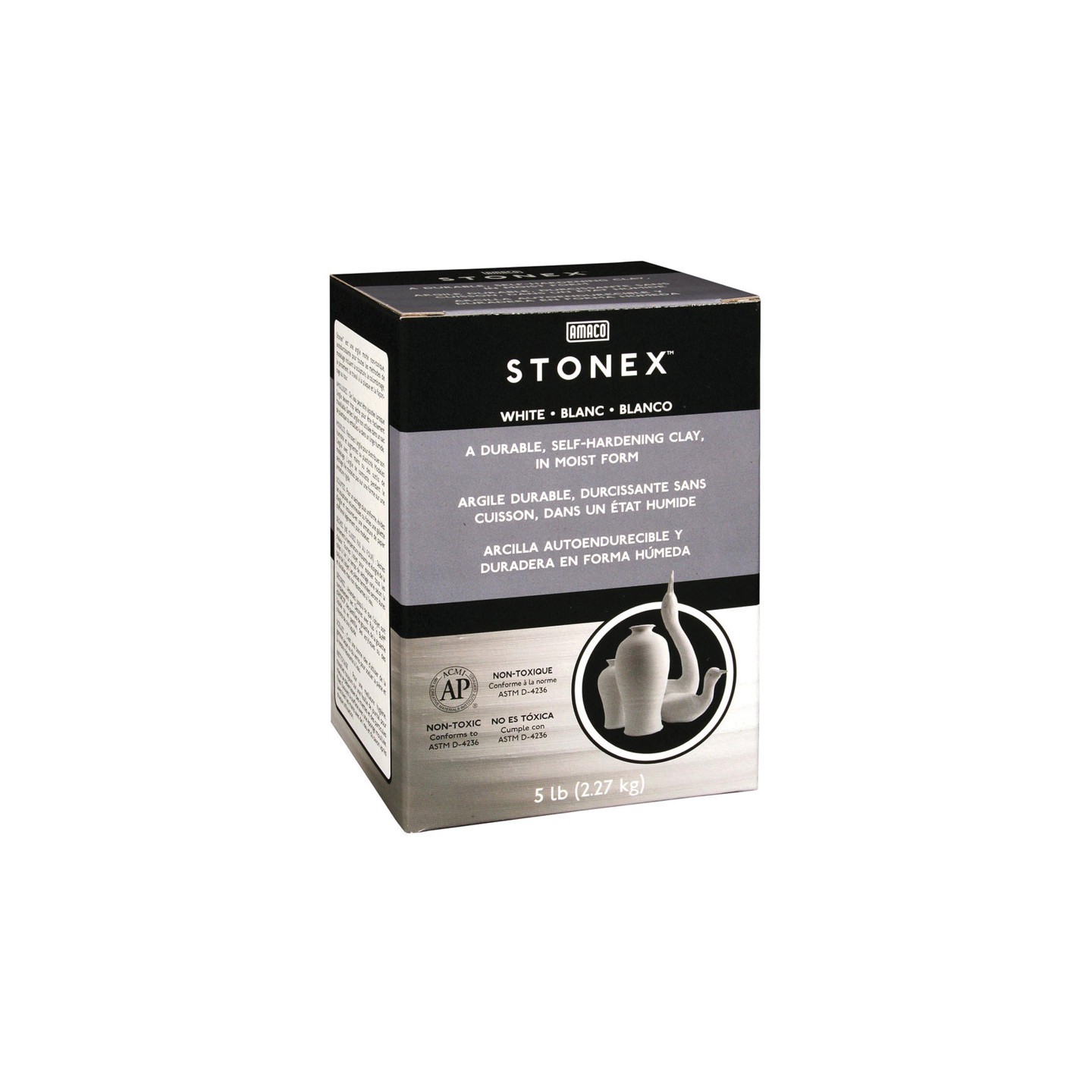 AMACO Stonex Self-Hardening Clay, White, 5 lbs.
