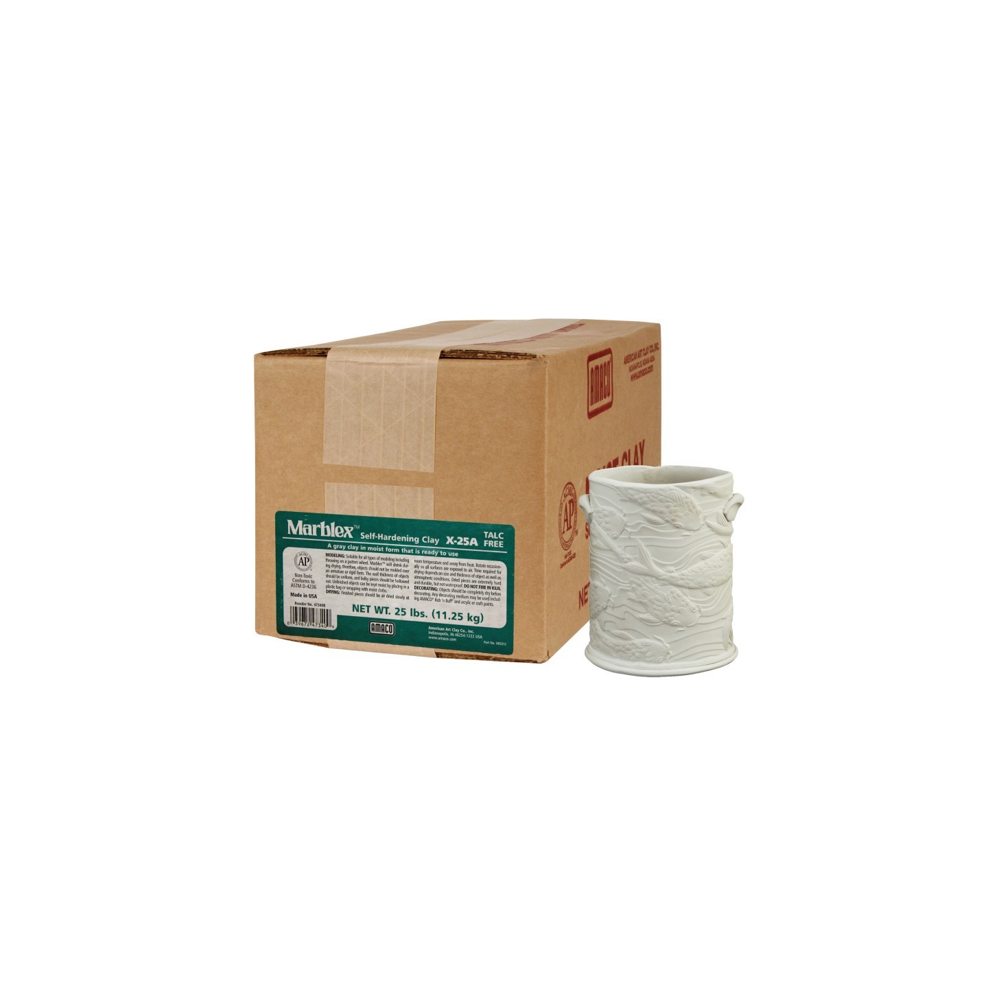 AMACO Marblex™ Self-Hardening Clay, Gray, 25 lbs.