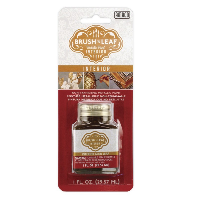 AMACO Brush 'N Leaf® Interior Paint, 1 oz, Metallic Gold Leaf