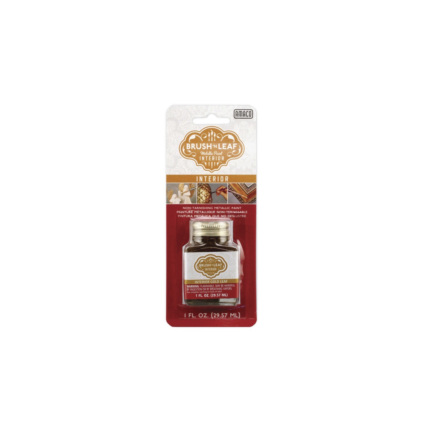 AMACO Brush 'N Leaf® Interior Paint, 1 oz, Metallic Gold Leaf