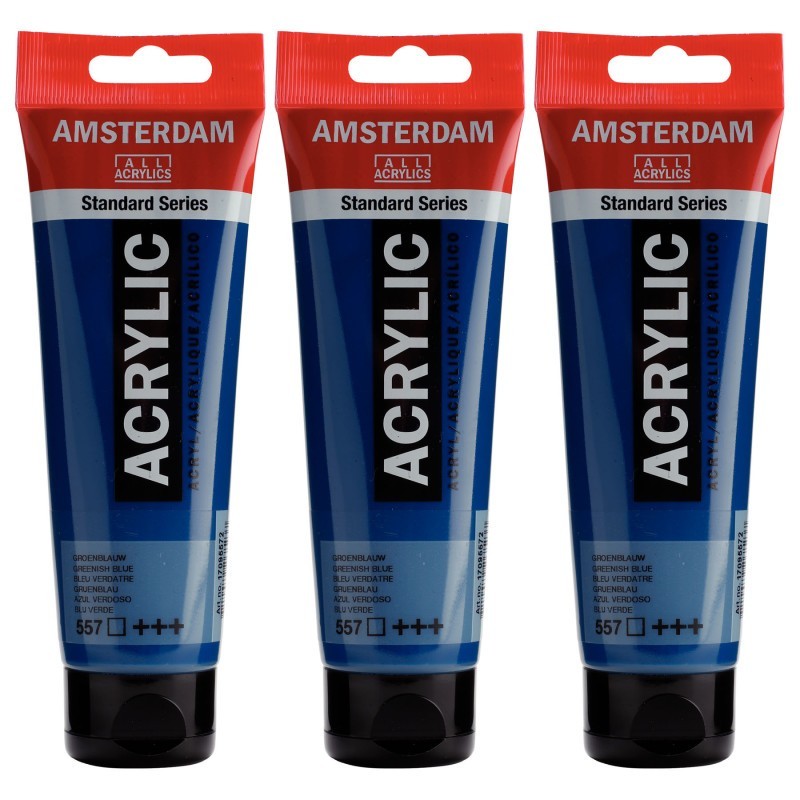 Amsterdam Standard Acrylic Paint, 120ml, Greenish Blue 557, Pack of 3