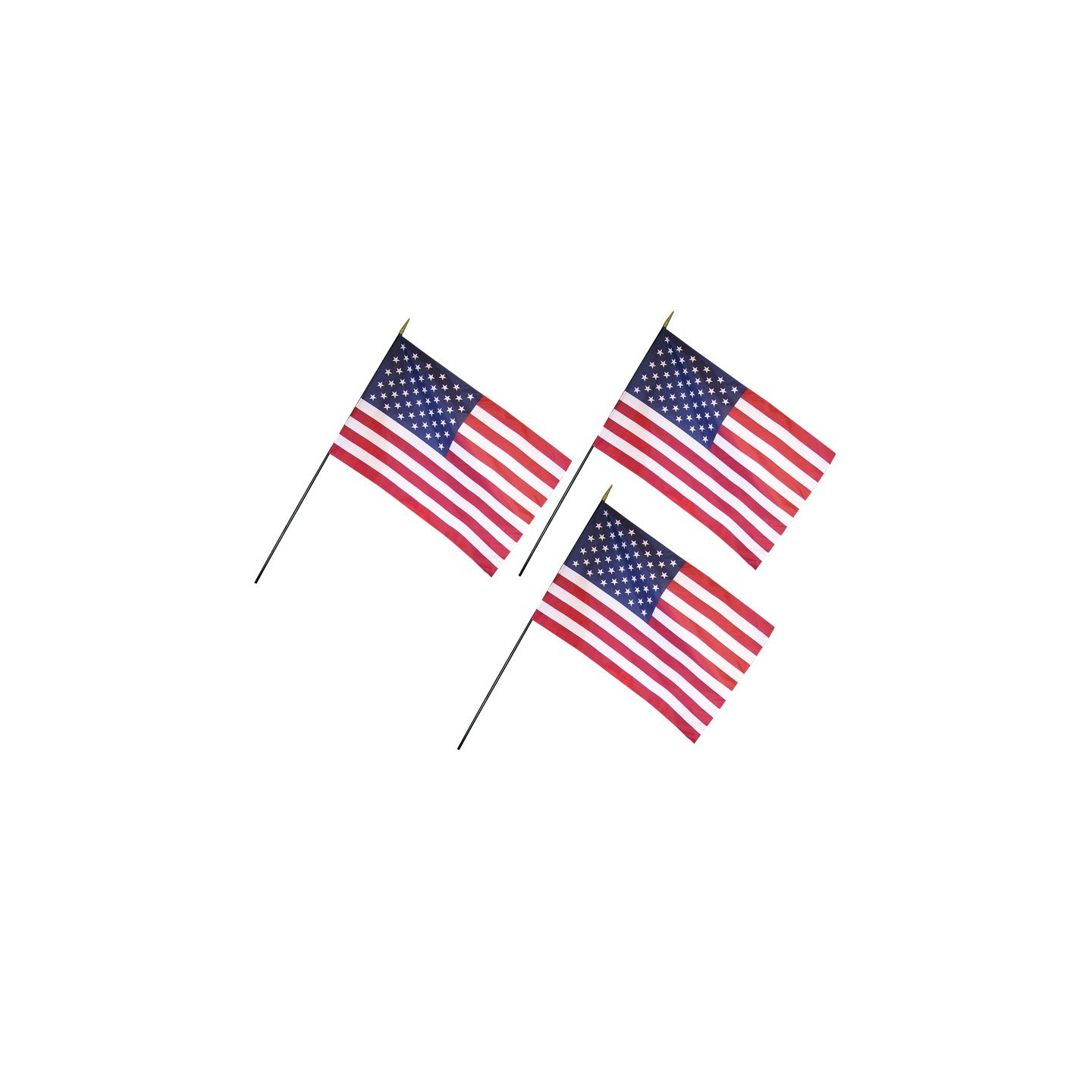 Annin & Company U.S. Classroom Flag with Staff, 12" x 18", Pack of 3