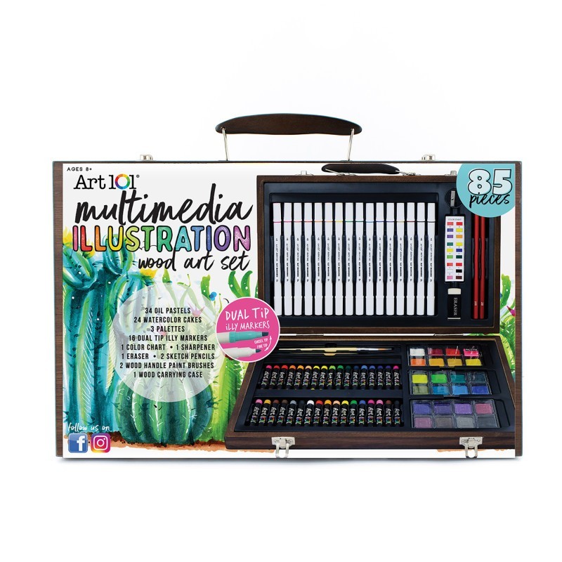Art 101 Multimedia Illustration Wood Art Set, 85 Pieces