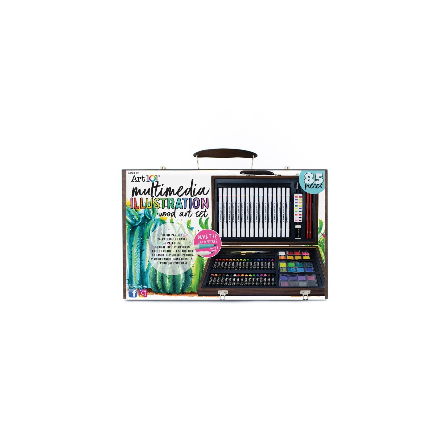 Art 101 Multimedia Illustration Wood Art Set, 85 Pieces