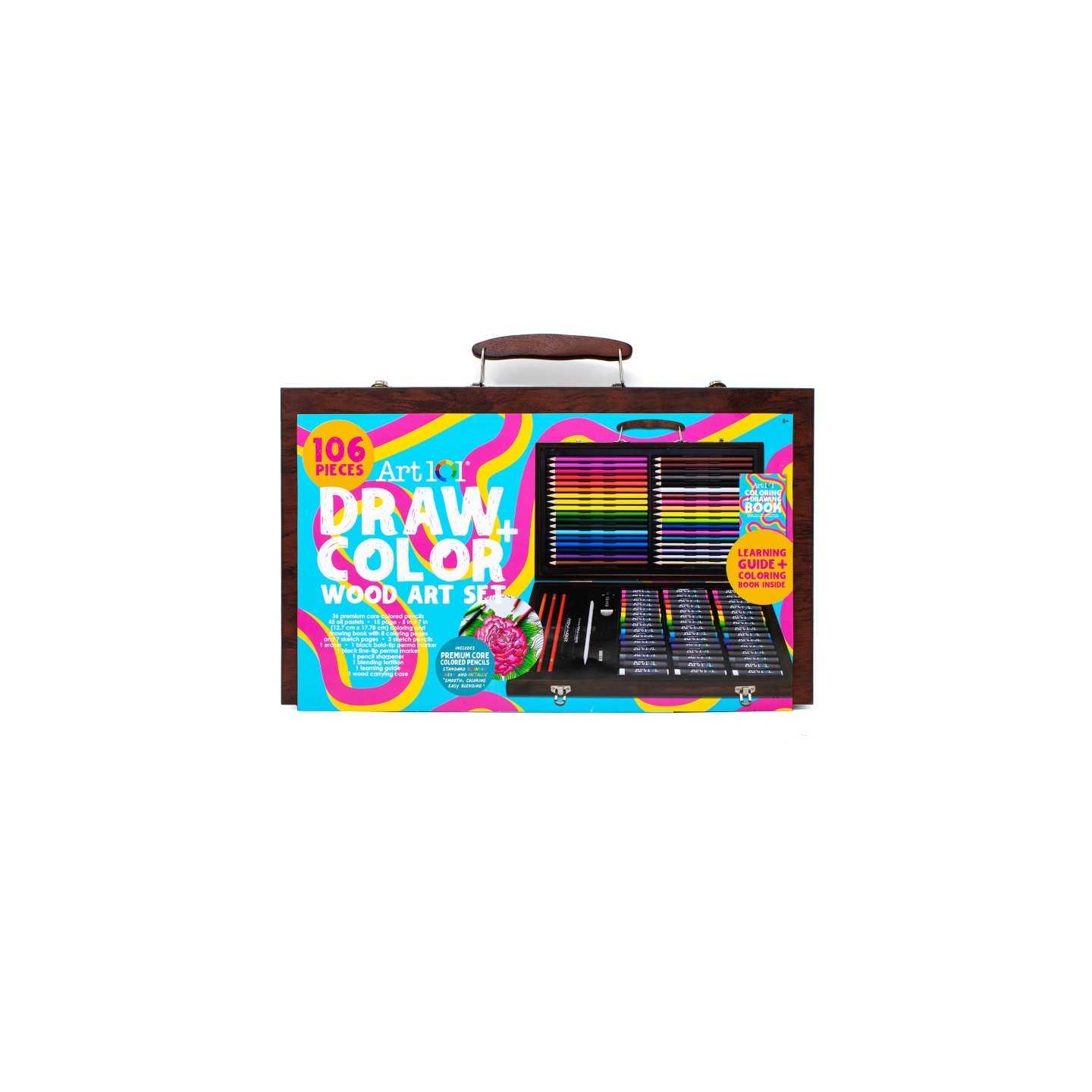 Art 101 Draw & Color Wood 106-Piece Art Set