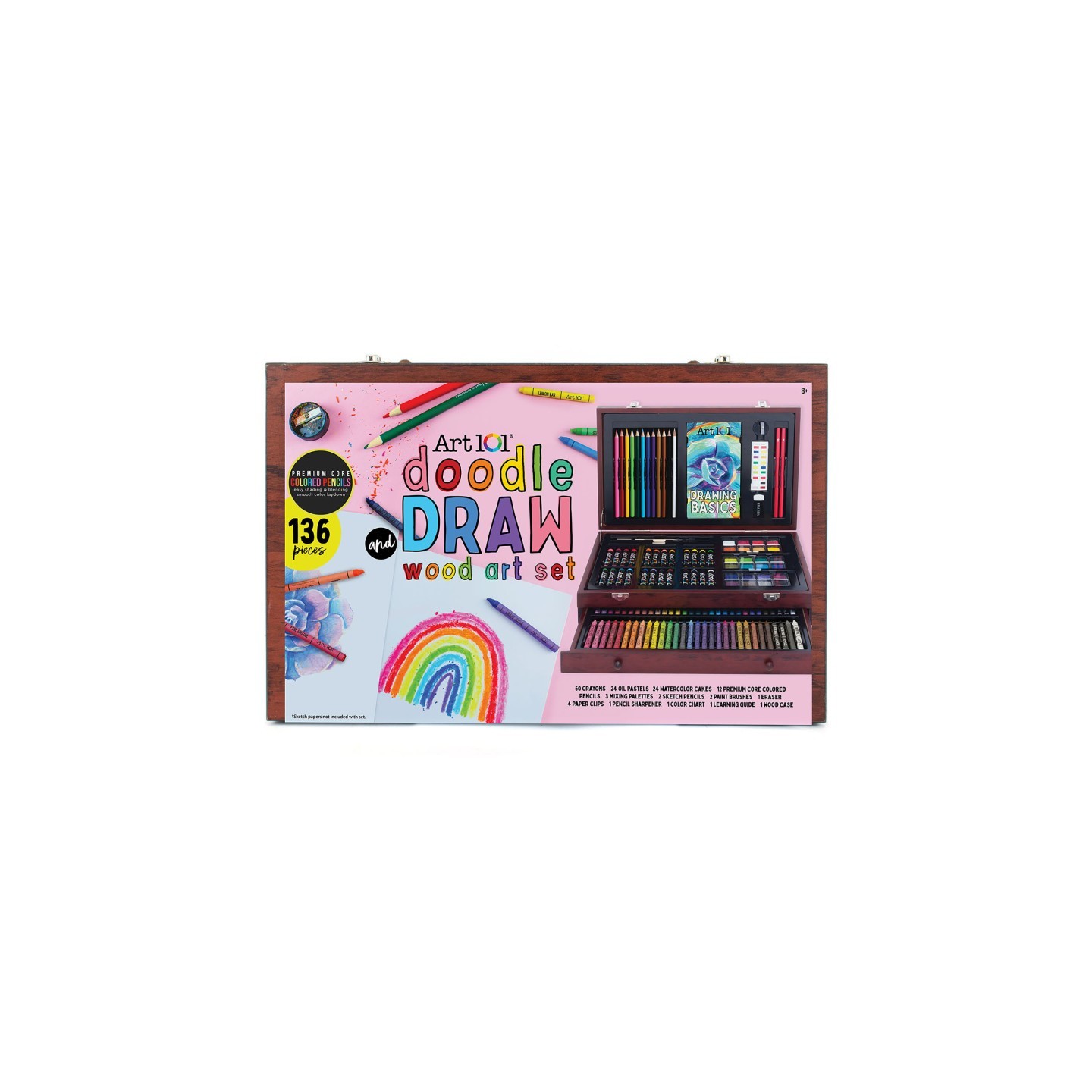 Art 101 Doodle & Draw 136-Piece Multimedia Wood Art Set