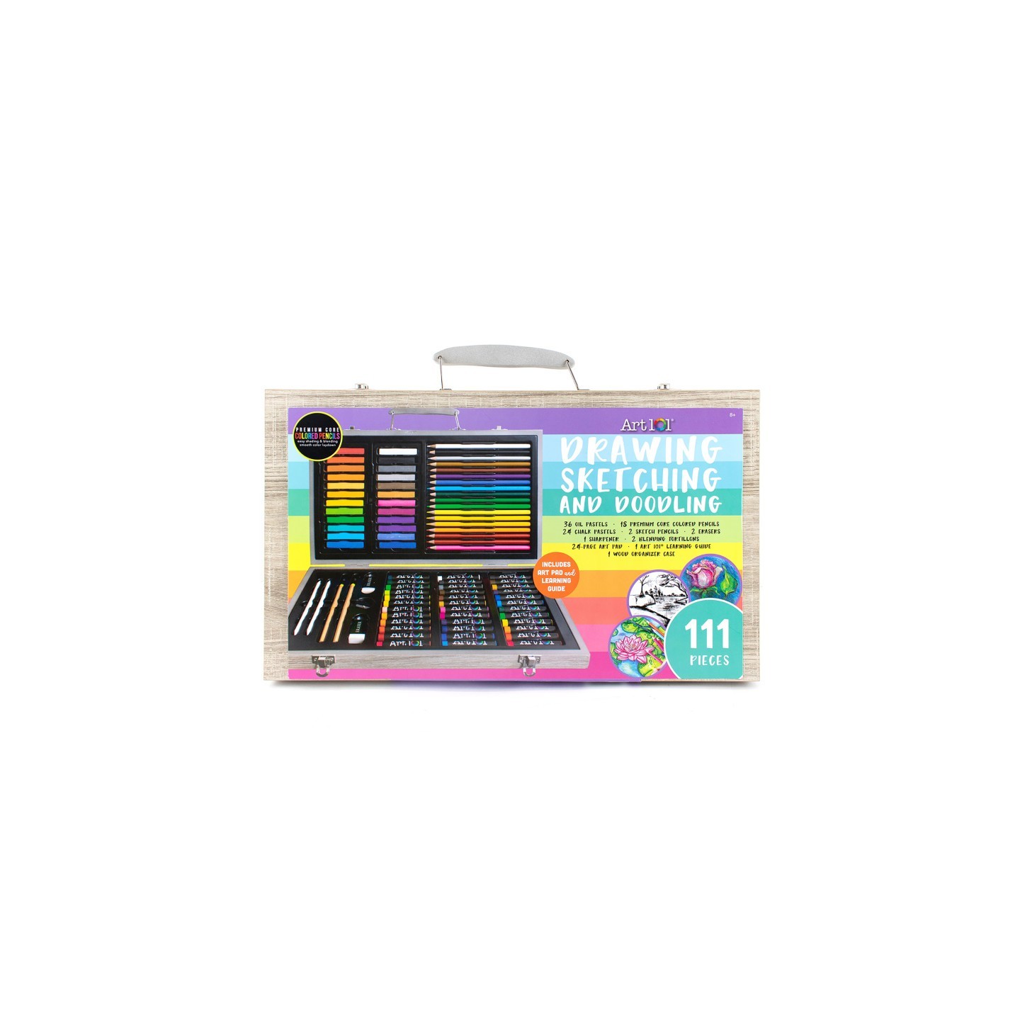 Art 101 Drawing, Sketching & Doodle Wood 111-Piece Art Set