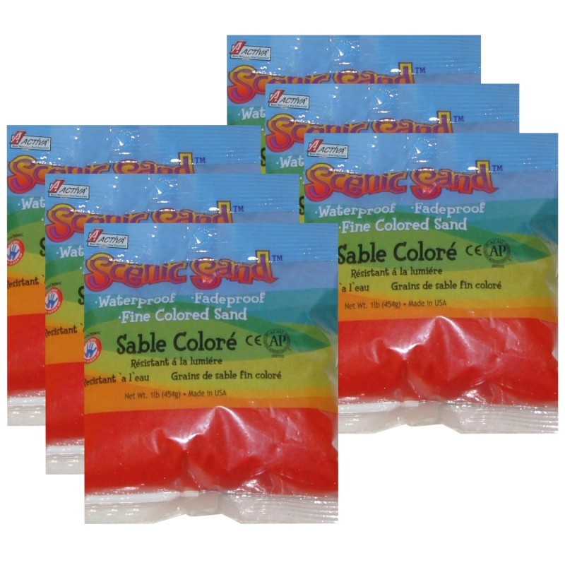 ACTÍVA Scenic Sand™ Craft Colored Sand, Bright Red, 1lb (454g) Bag, Pack of 6