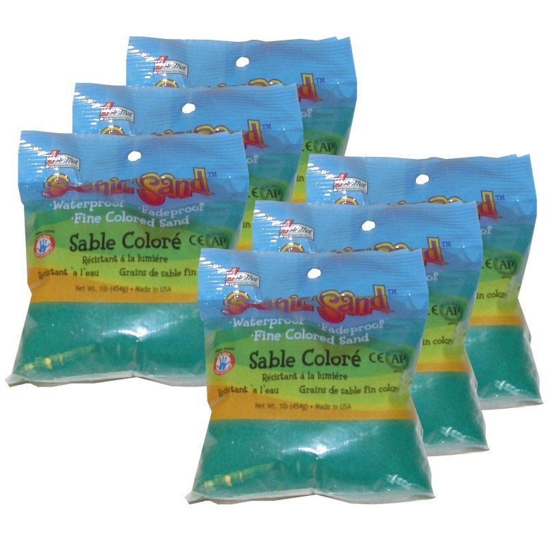 ACTÍVA Scenic Sand™ Craft Colored Sand, Vivid Green, 1lb (454g) Bag, Pack of 6