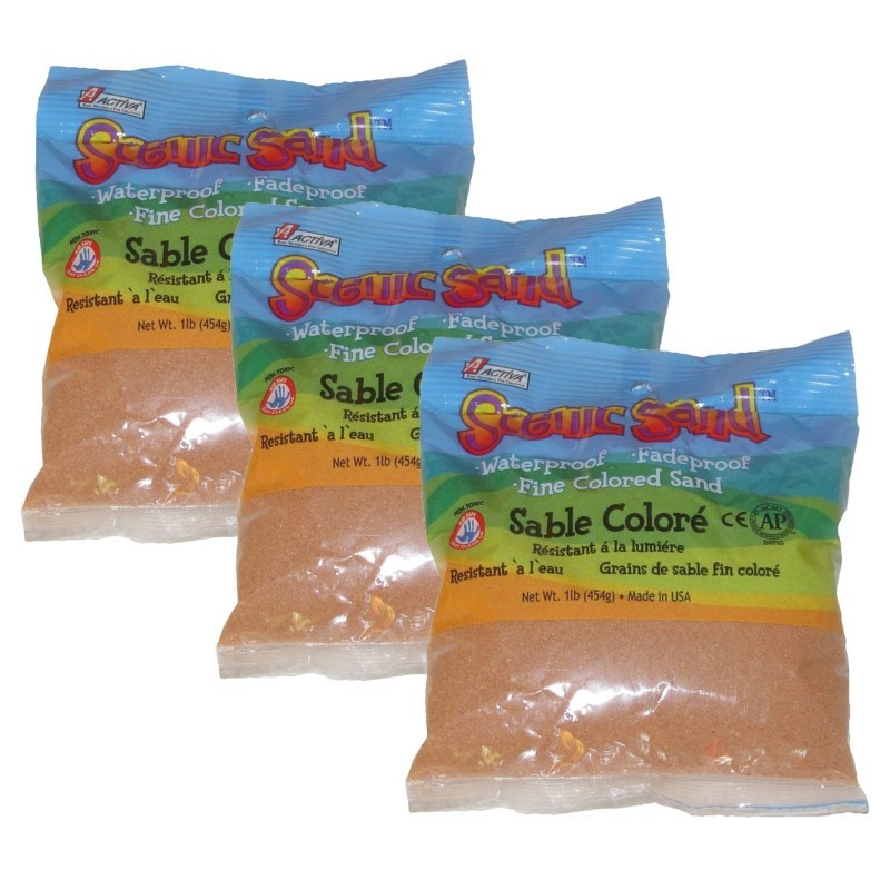 ACTÍVA Scenic Sand™ Craft Colored Sand, Cocoa Brown, 1 lb (454 g) Bag, Set of 3
