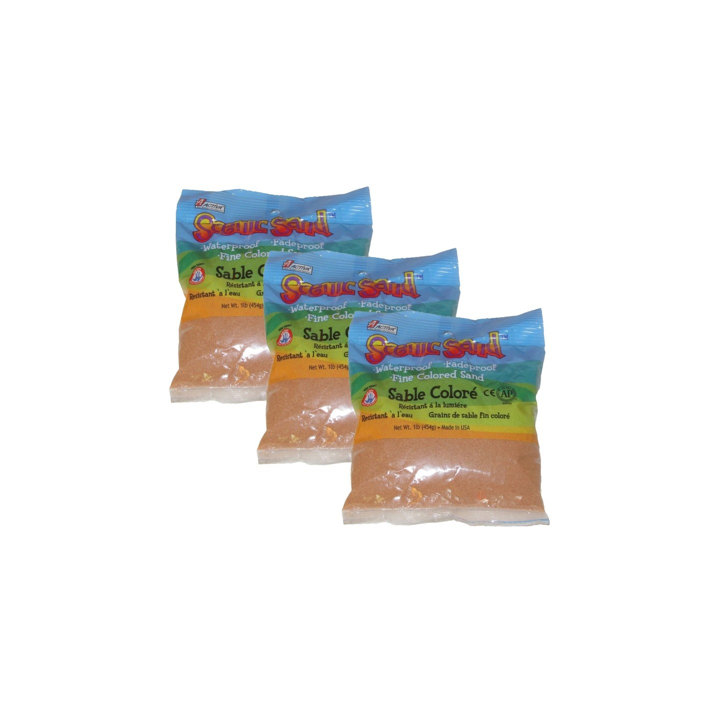 ACTÍVA Scenic Sand™ Craft Colored Sand, Cocoa Brown, 1 lb (454 g) Bag, Set of 3
