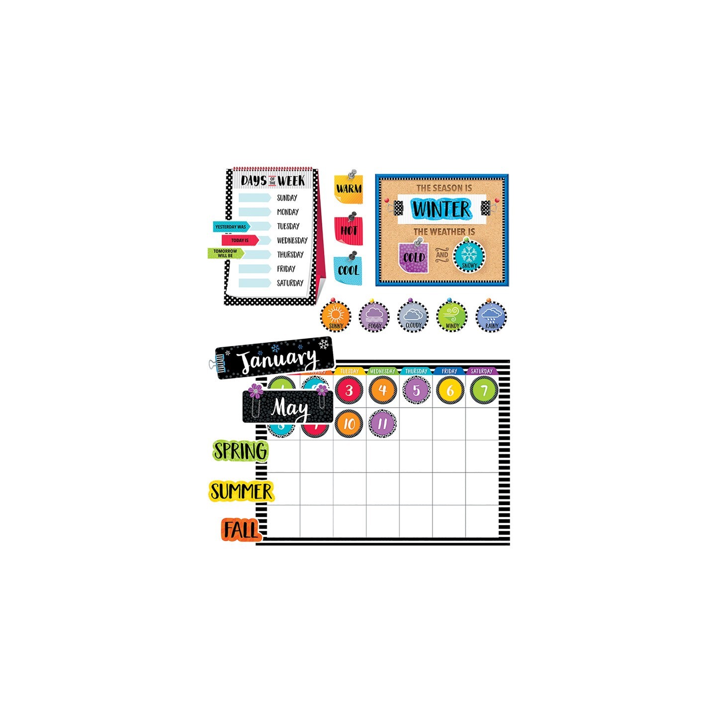 Creative Teaching Press® Bold & Bright Calendar Bulletin Board Set