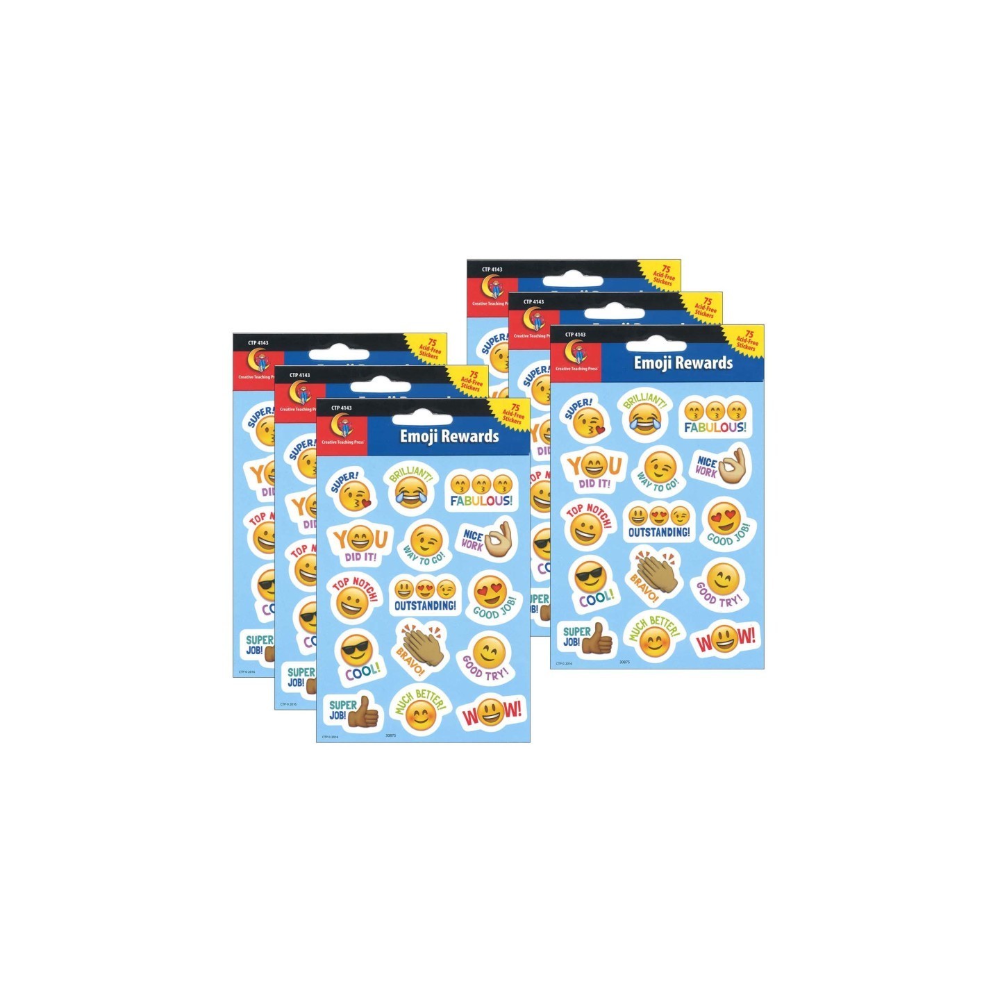 Creative Teaching Press® Emotion Icon Fun Reward Stickers, 75 Per Pack, 6 Packs