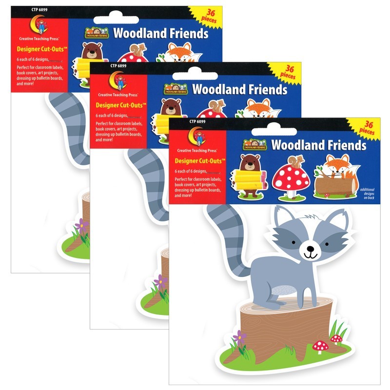 Creative Teaching Press® Woodland Friends 6" Designer Cut-Outs, 36 Per Pack, 3 Packs