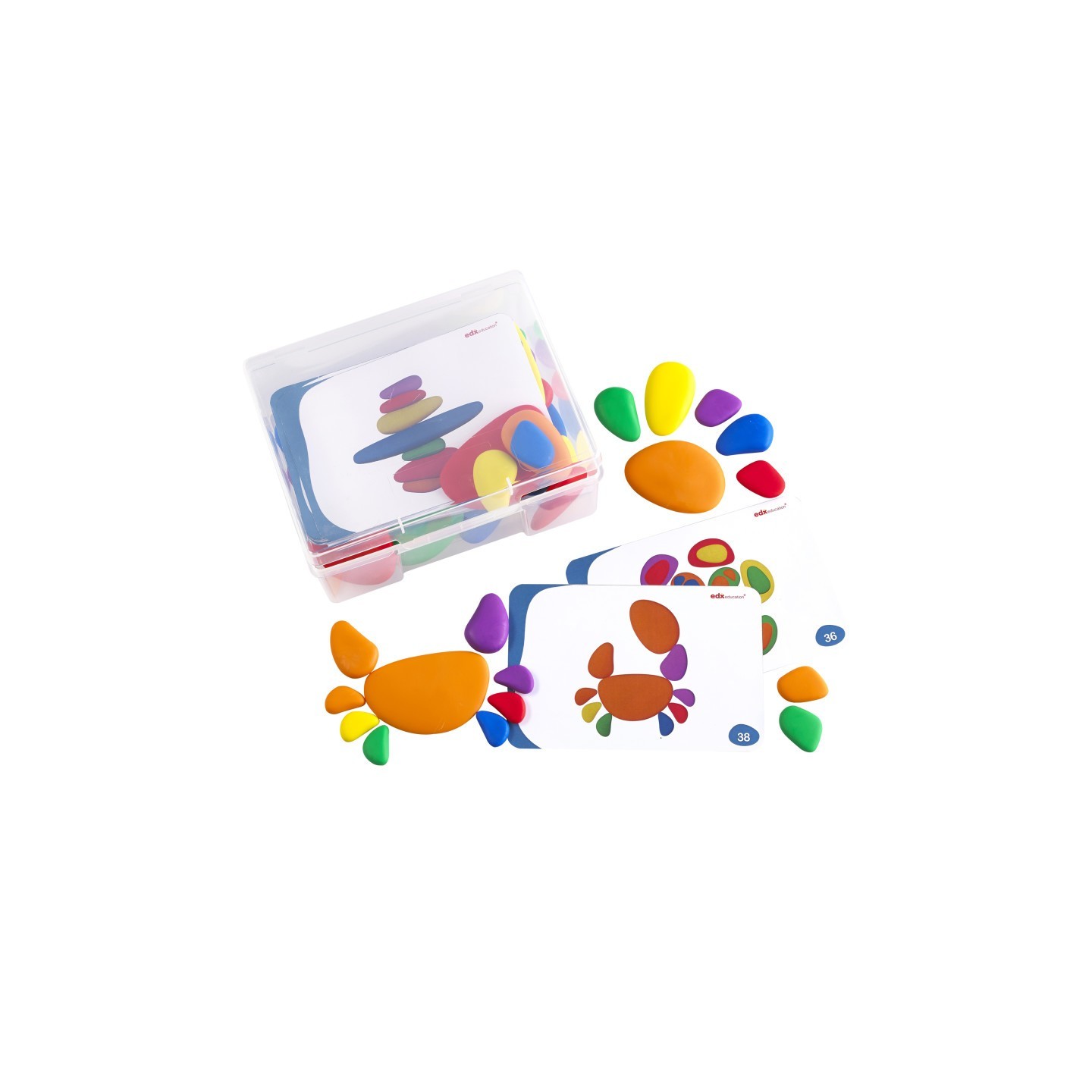 edxeducation® Rainbow Pebbles - Set of 36 + 40 Activities