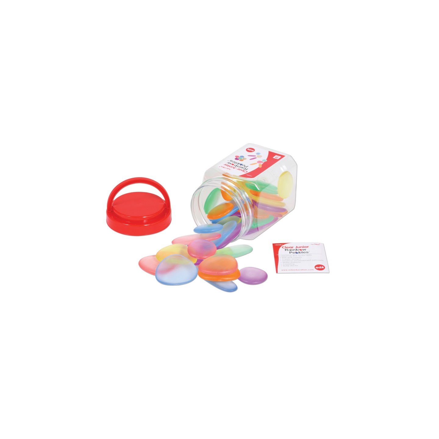 edxeducation® Junior Rainbow Pebbles® - Transparent - Mini Jar - Set of 36