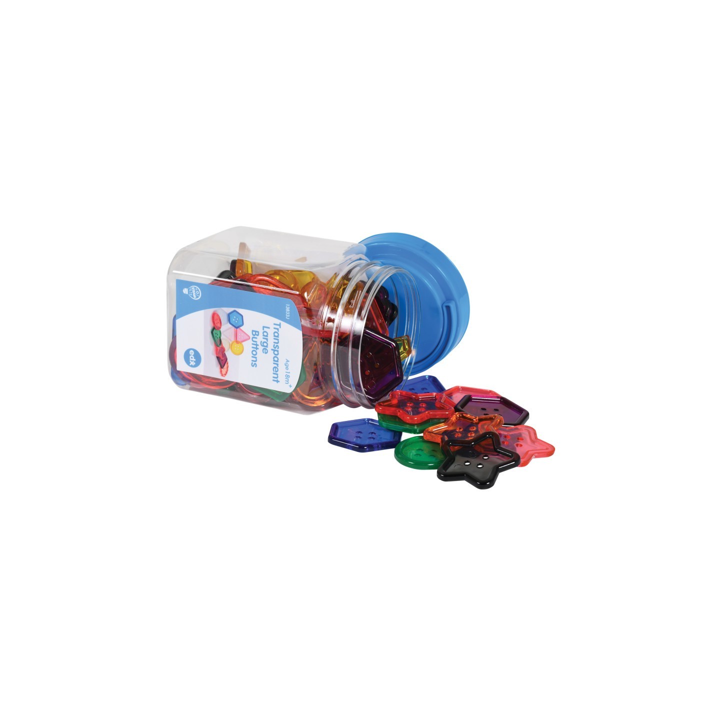 edxeducation® Transparent Large Buttons - Mini Jar - 0.6 Pound
