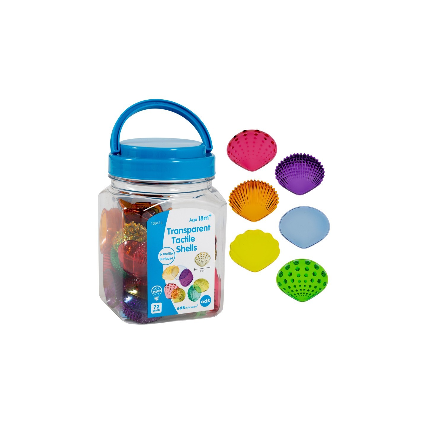 edxeducation® Tactile Shells - Transparent - Mini Jar - Set of 72
