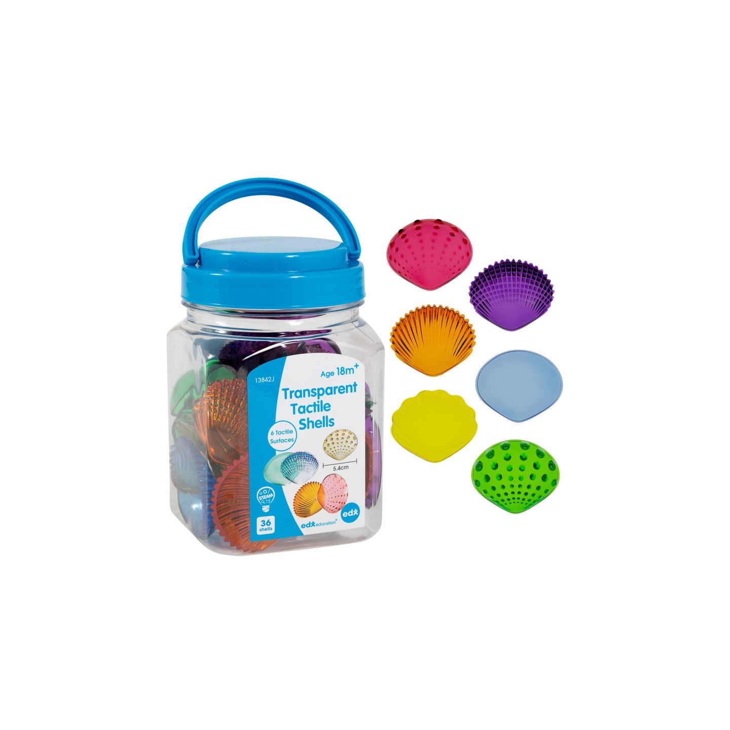 edxeducation® Tactile Shells - Transparent - Mini Jar - Set of 36