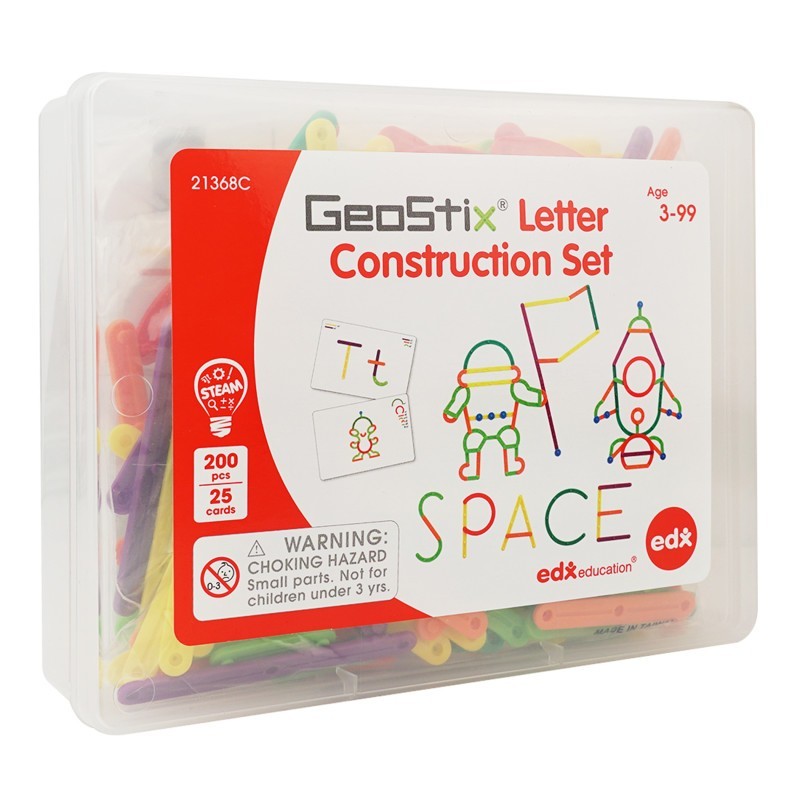 edxeducation® GeoStix Letter Construction Set - 200 Connecting Sticks - 50 Activities