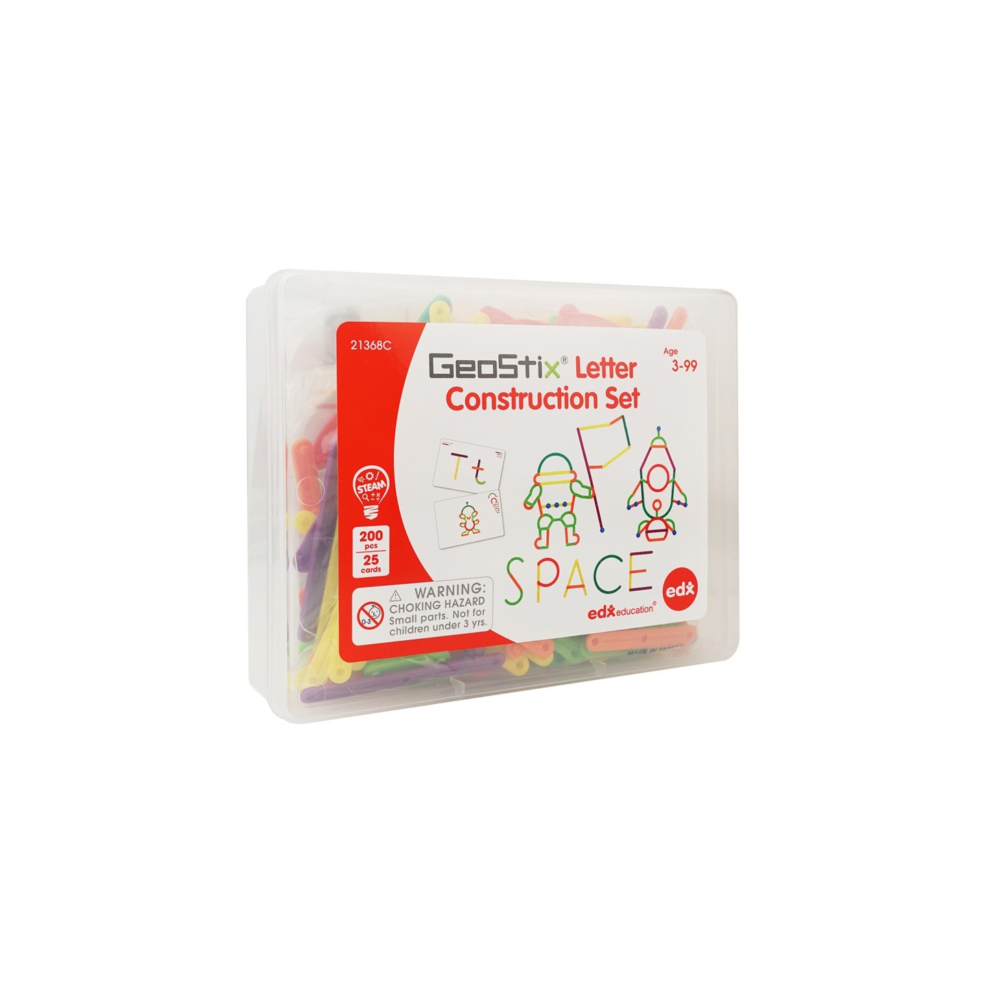 edxeducation® GeoStix Letter Construction Set - 200 Connecting Sticks - 50 Activities