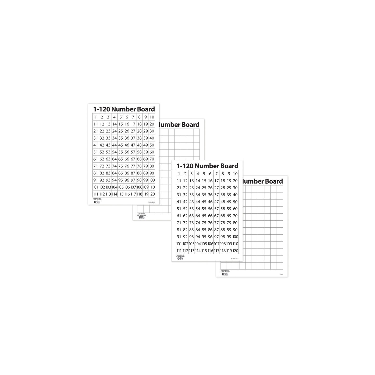 Learning Advantage® 1-120 Number Dry Erase Boards, 10 Per Set, 2 Sets