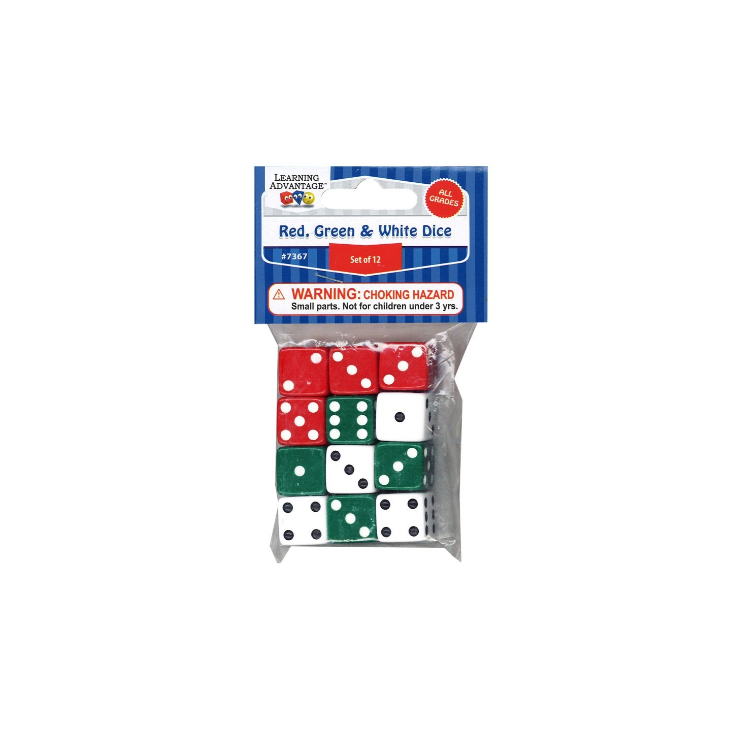 Learning Advantage® Dot Dice - Red/Green/White - Set of 12