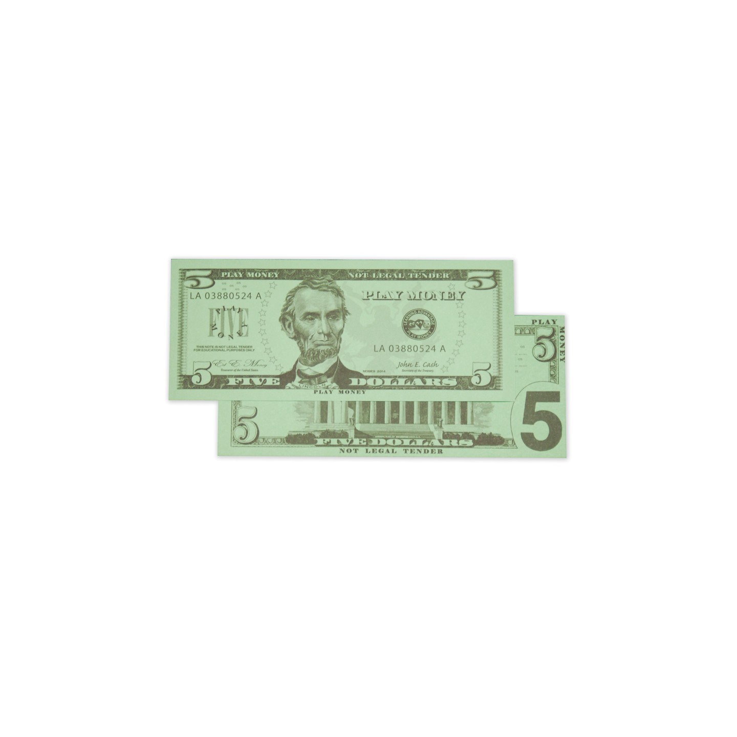 Learning Advantage® Play Bills - $5 Bills - Set of 100
