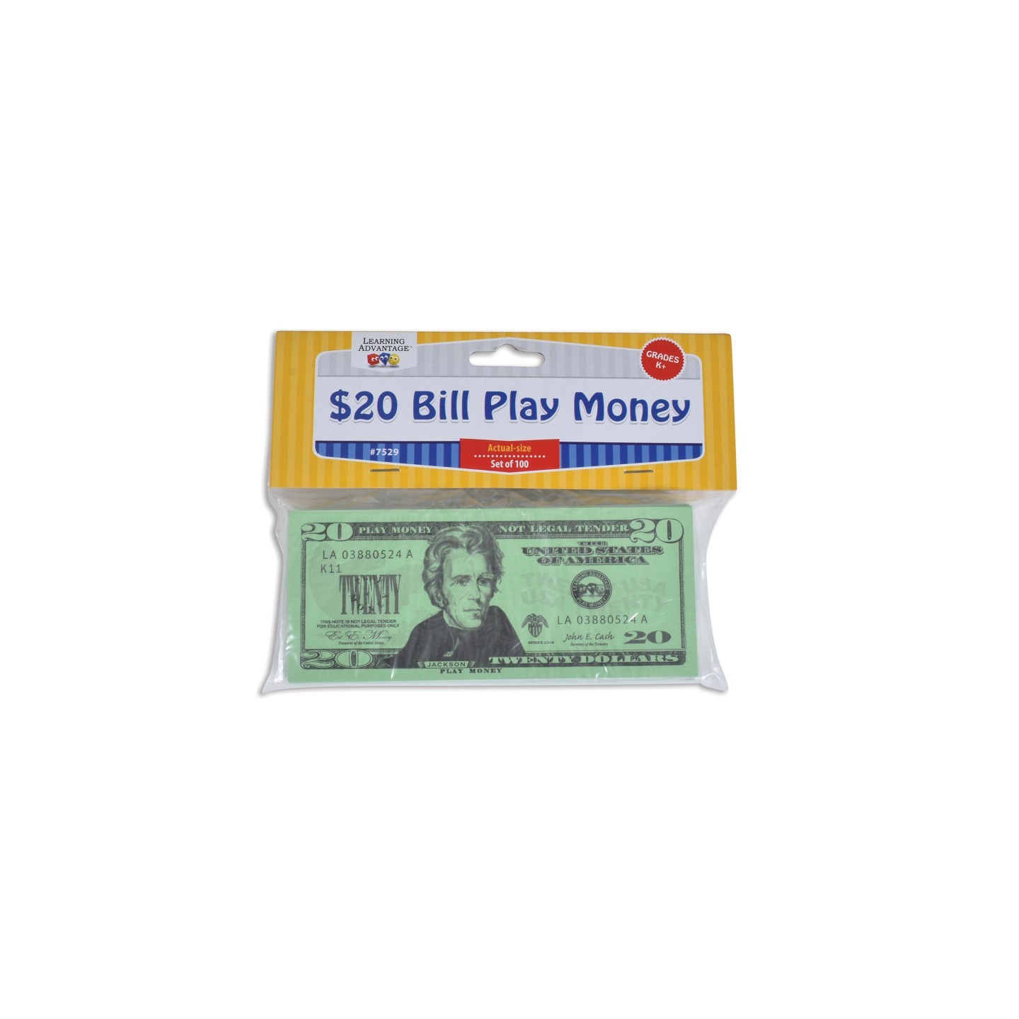 Learning Advantage® Play Bills - $20 Bills - Set of 100