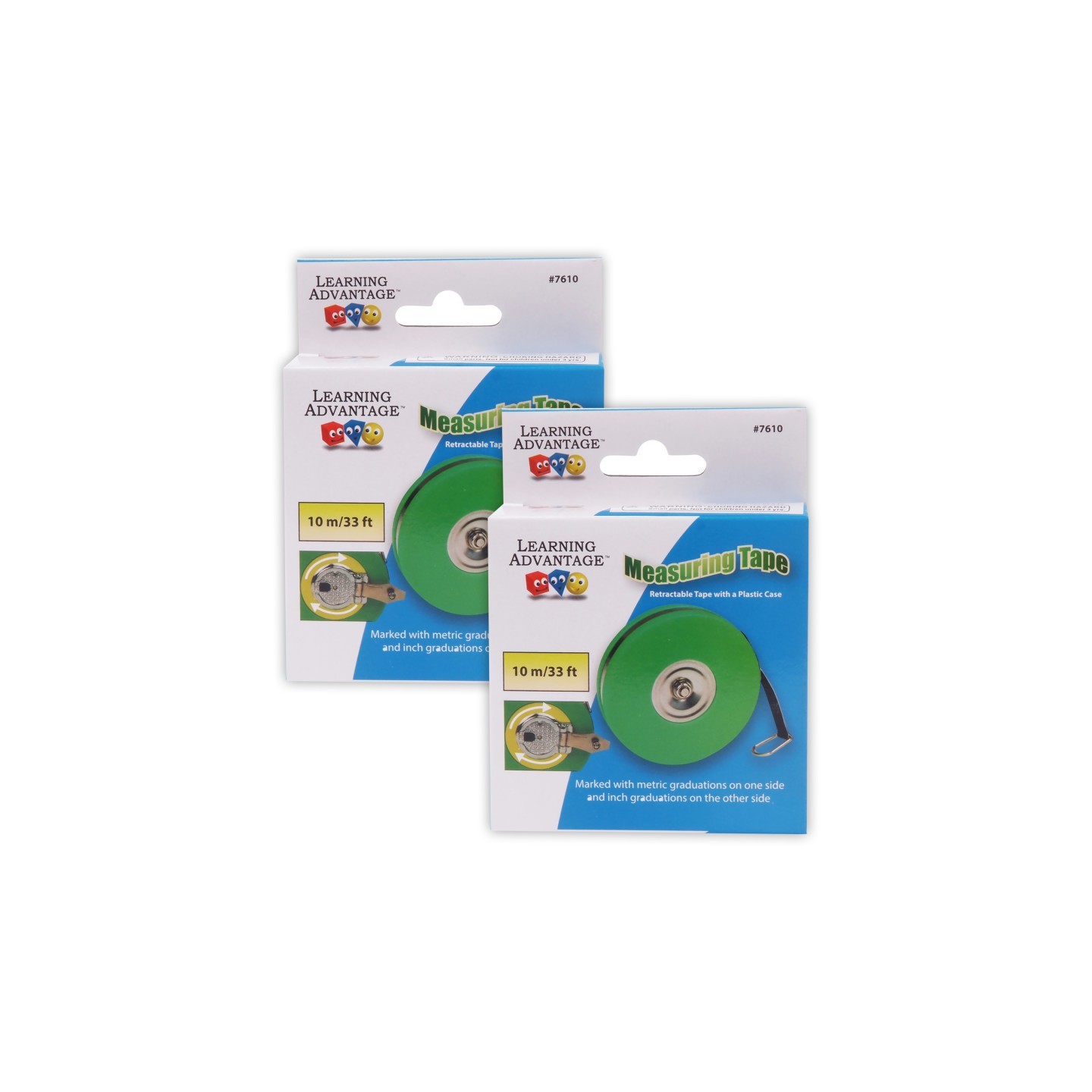 Learning Advantage® Wind Up Measuring Tape - 33 Feet - Pack of 2