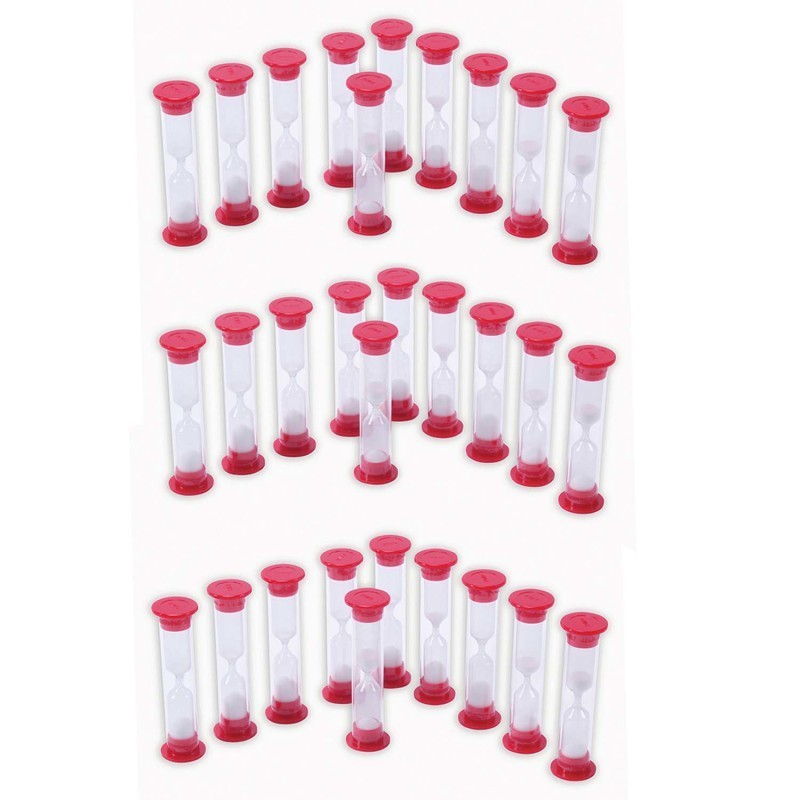 Learning Advantage® Sand Timers - 1 Minute - 10 Per Pack - 3 Packs