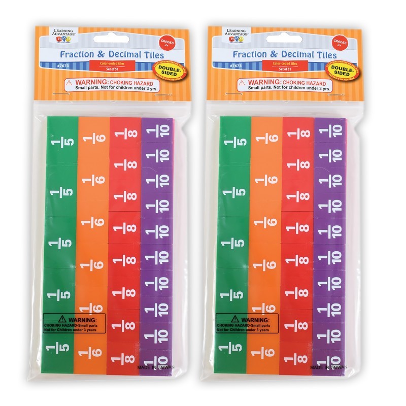 Learning Advantage® Fraction/Decimal Tiles - 51 Per Set - 2 Sets