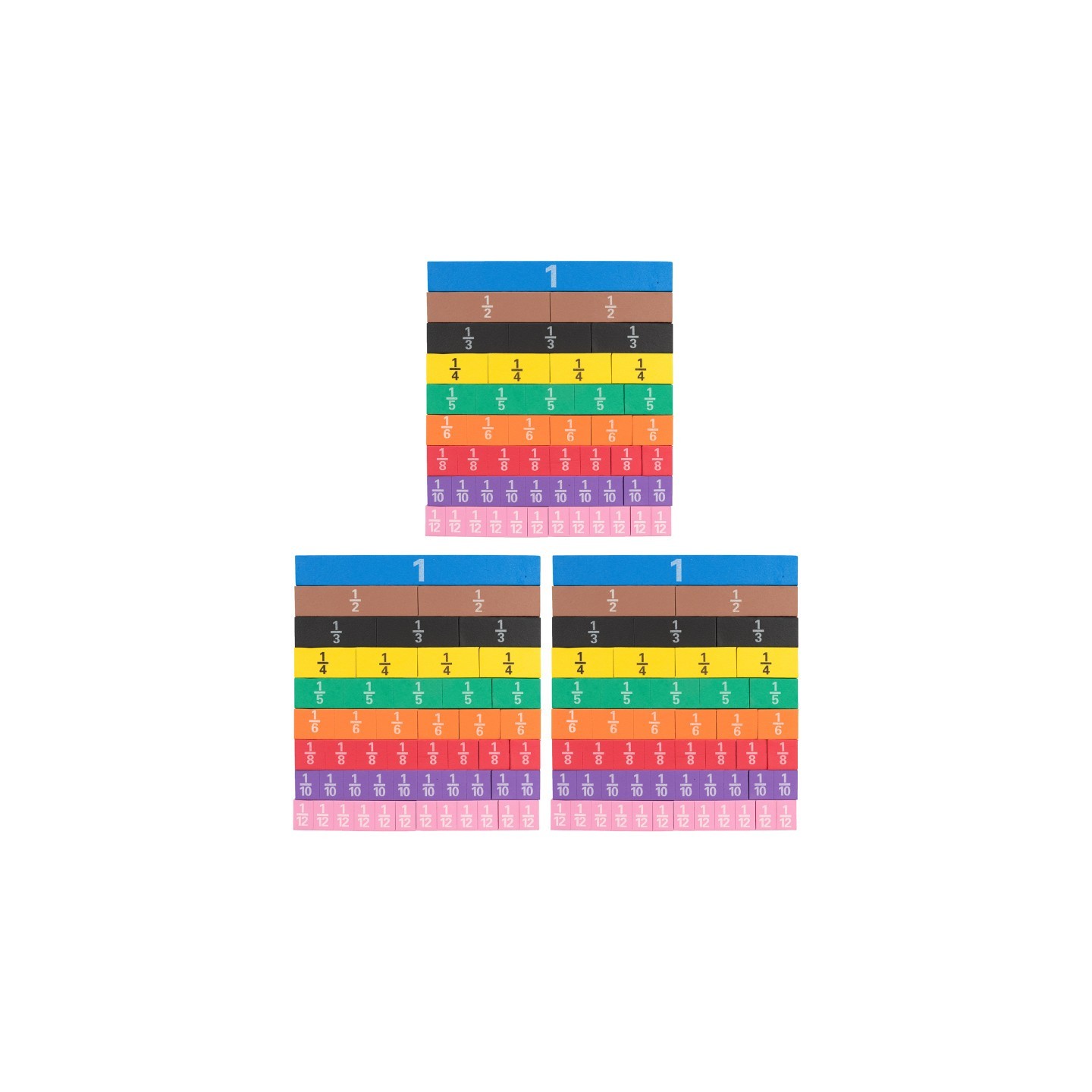 Learning Advantage® Fraction Tiles - Foam - Magnetic - 51 Per Set - 3 Sets
