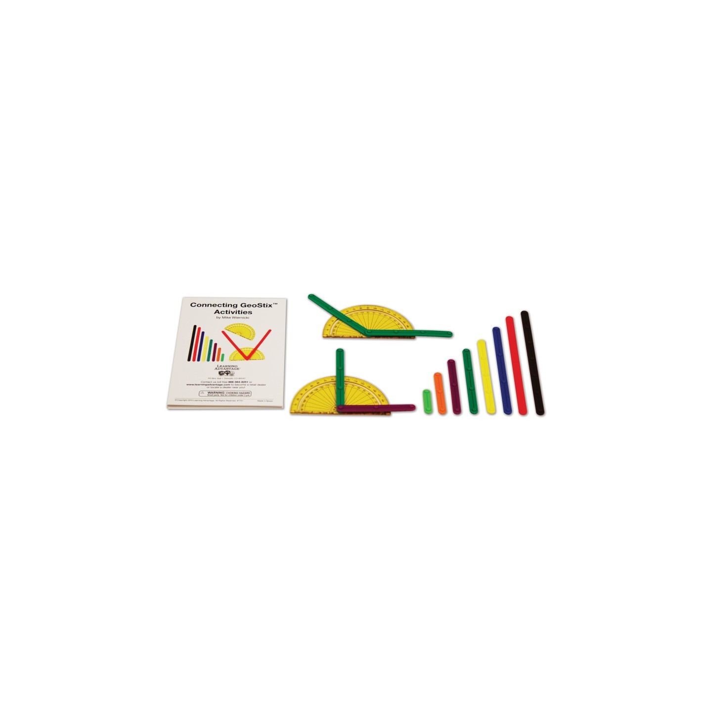 Learning Advantage® GeoStix Basic Set - 80 Construction Sticks - 24 Activity Cards - 2 Protractors